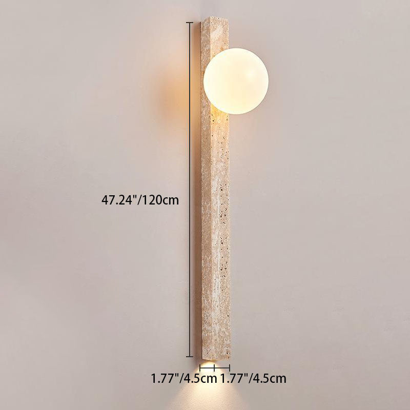 Traditional Japanese Long Strip Yellow Travertine Wall Sconce