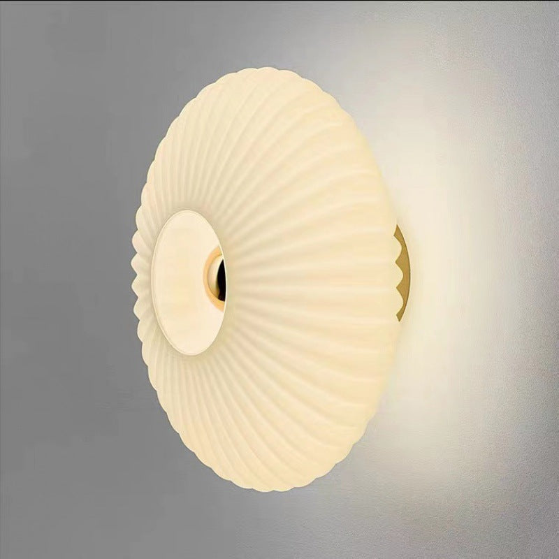 Contemporary Nordic Iron Striped Glass Round Wall Sconce