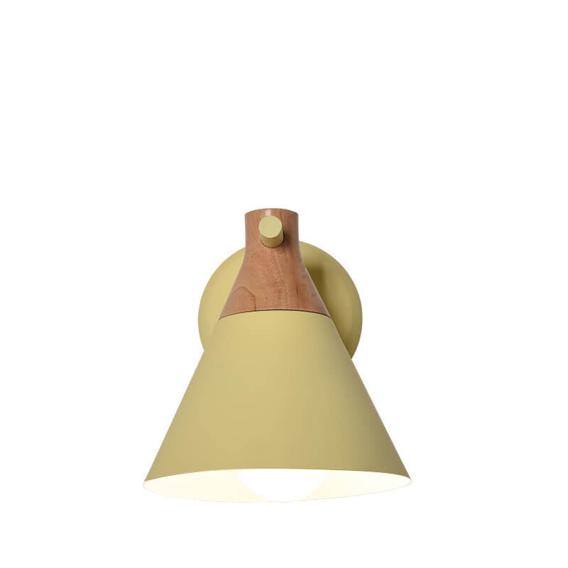 Nordic Solid Wood Macaron Cone Shade 1-Light Wall Sconce