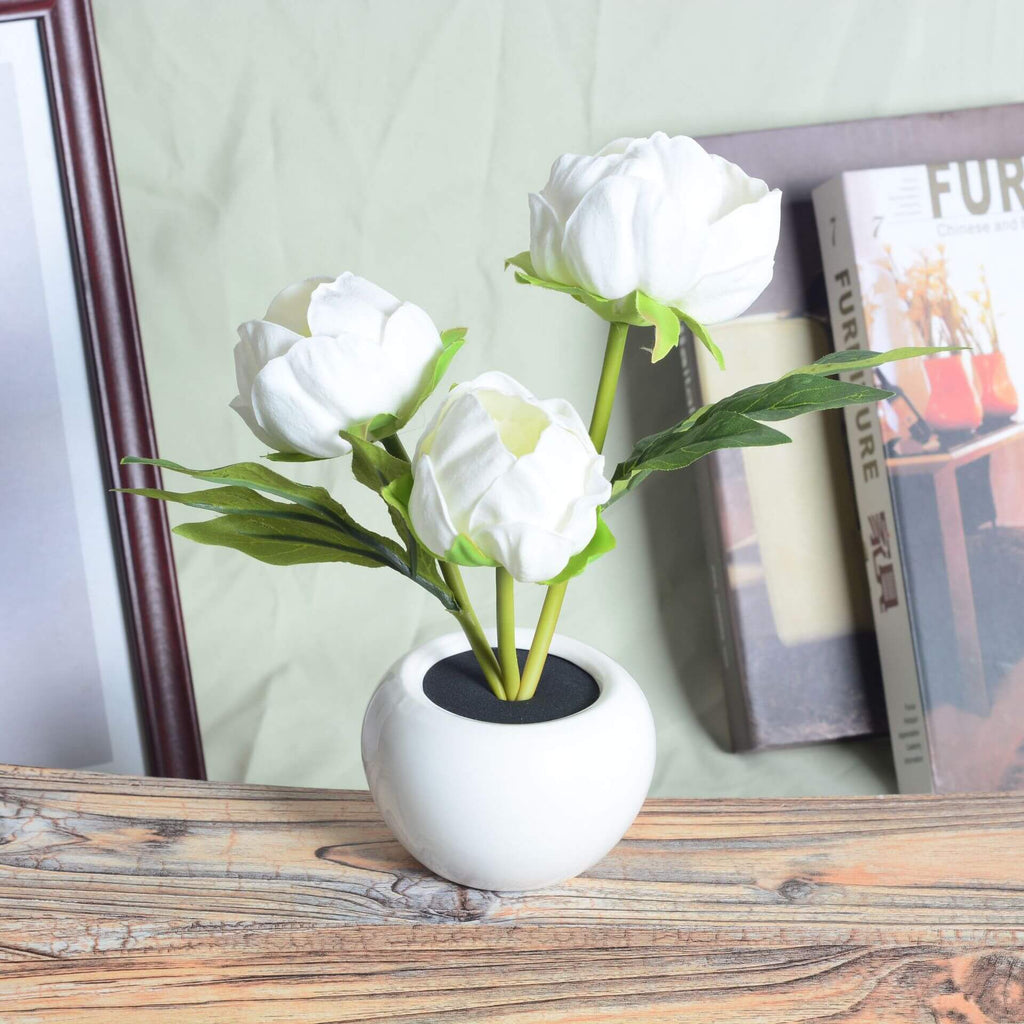 Modern Creative Faux Tulip & Peony LED Night Table Lamp
