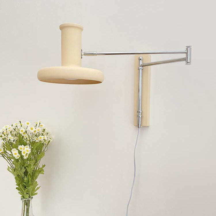 Nordic Minimalist Beige Swing Arm 1-Light Wall Sconce