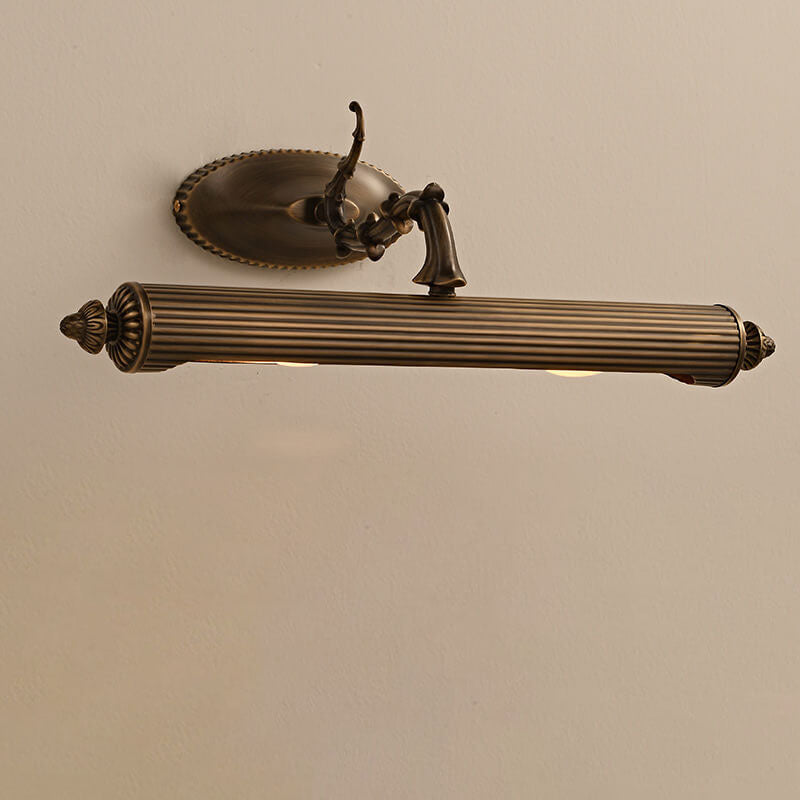 French Antique Copper Cylindrical 2-Light Mirror Wall Sconce