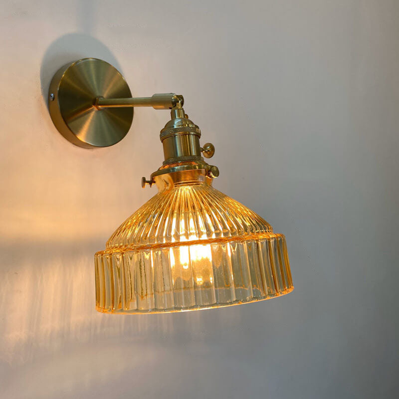 Nordic Dome Glass Shade Brass 1-Light Wall Sconce