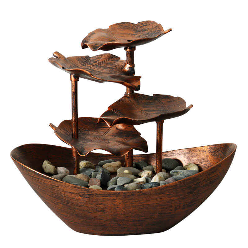 Creative Lotus Leaf Yuanbao Flowing Fountain LED Table Lamp