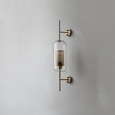 Contemporary Industrial Cylinder Glass Shade Wall Sconce