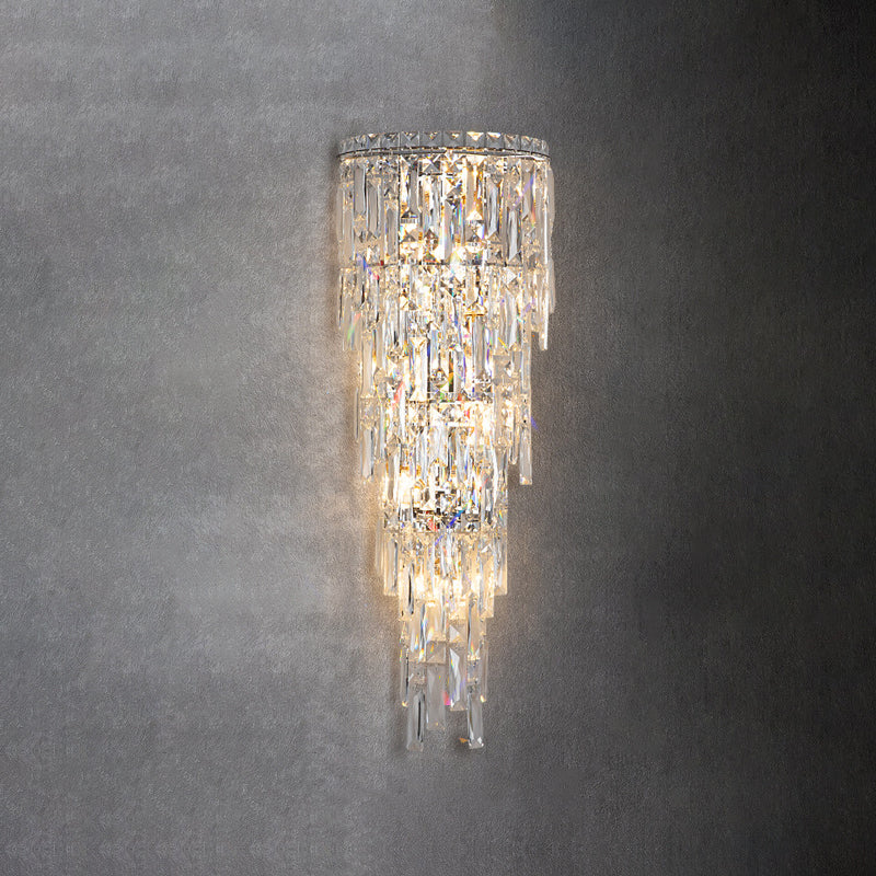 Contemporary Luxury Crystal Tassel Half Post Wall Sconce