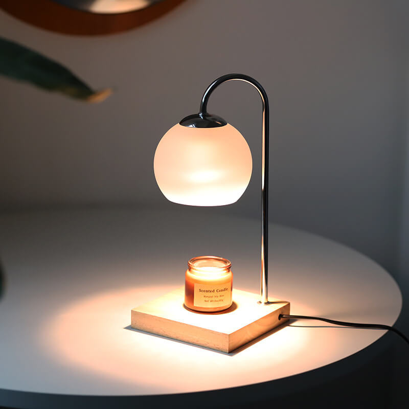 Modern Solid Wood Sphere Candle Lamp 1-Light Table Lamp