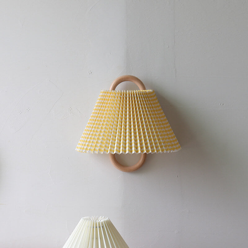 Modern Solid Wood Pleated Semi-Circle Wall Sconce