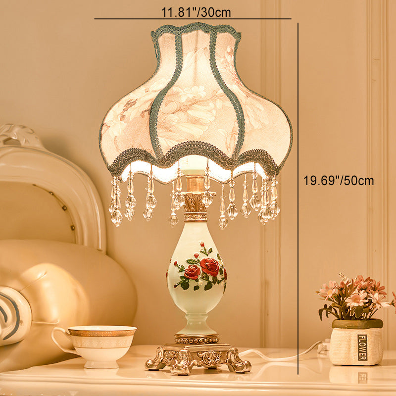 Traditional European Vase Base Resin Fabric Table Lamp