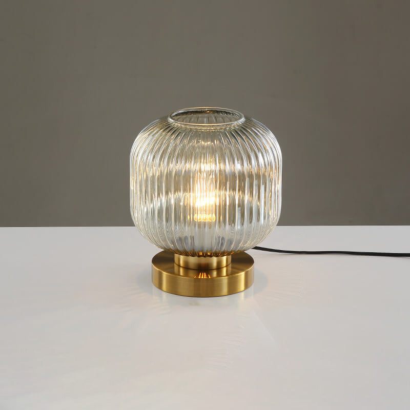 Elegant Nordic Striped Glass Oval 1-Light Table Lamp
