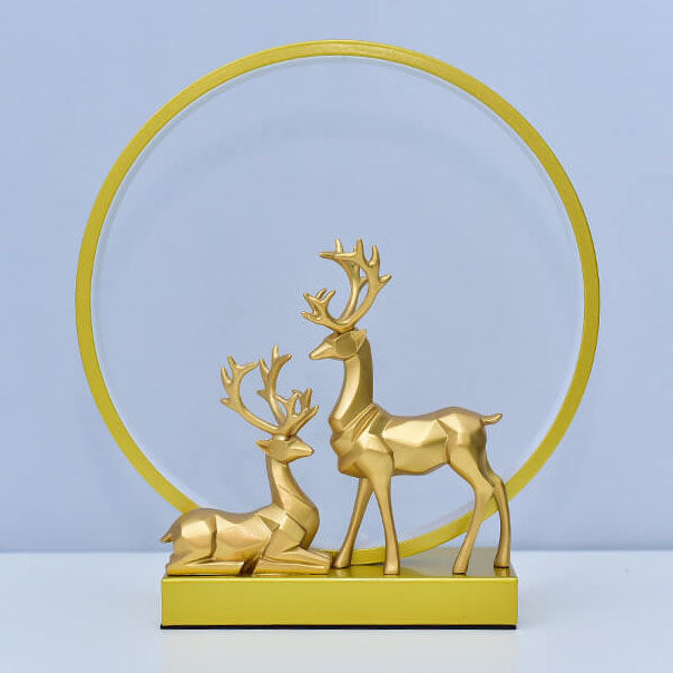 Nordic Iron Acrylic Circle Deer USB Plug-in LED Table Lamp