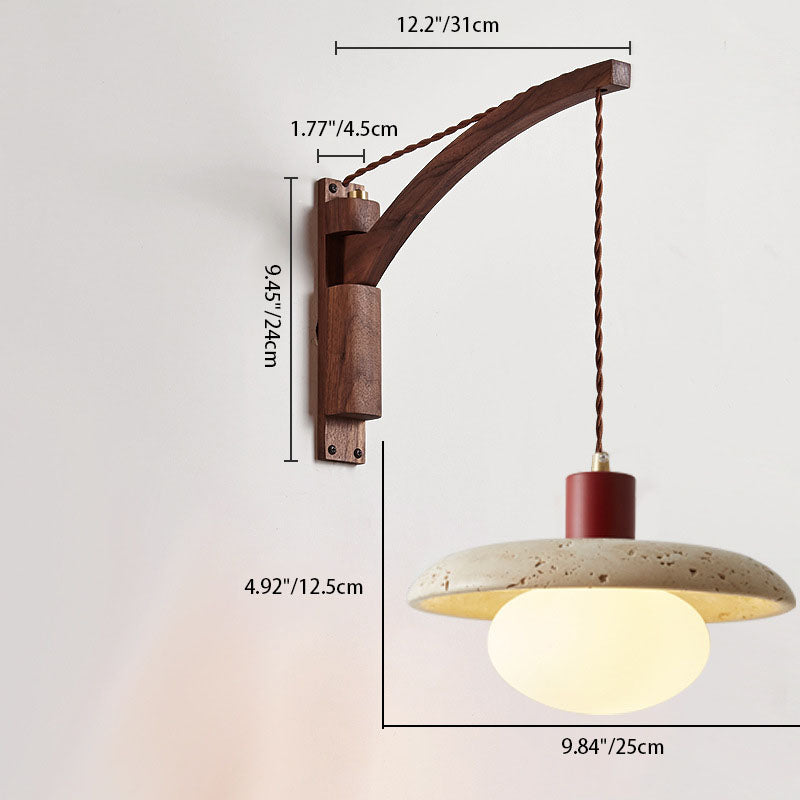 Japanese Wabi-Sabi Solid Wood Glass Horn Wall Sconce
