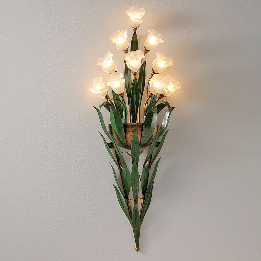 Modern Minimalist Glass Flower 6/10-Light Wall Sconce