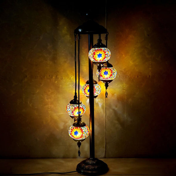 Tiffany Stained Glass 5-Light Floor Lamp