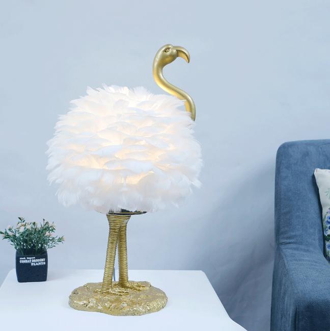 Nordic Goose Feather Metal Flamingo Ball 1-Light Table Lamp