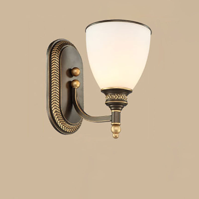 Traditional Vintage Round Glass Iron 1/2 Light Wall Sconce