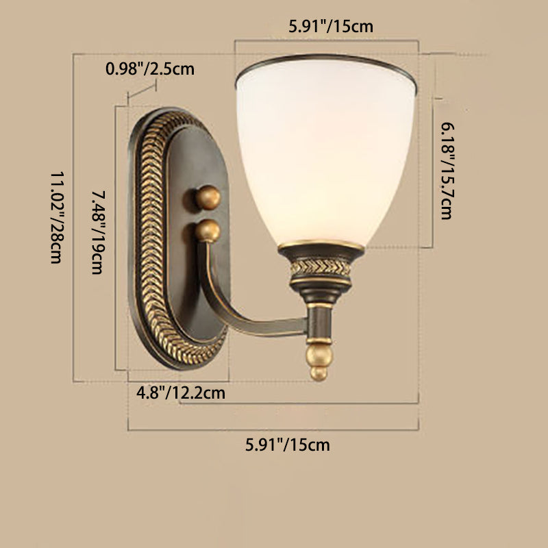 Traditional Vintage Round Glass Iron 1/2 Light Wall Sconce