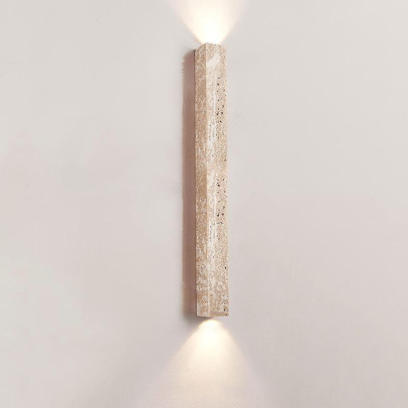 Traditional Japanese Long Strip Yellow Travertine Wall Sconce