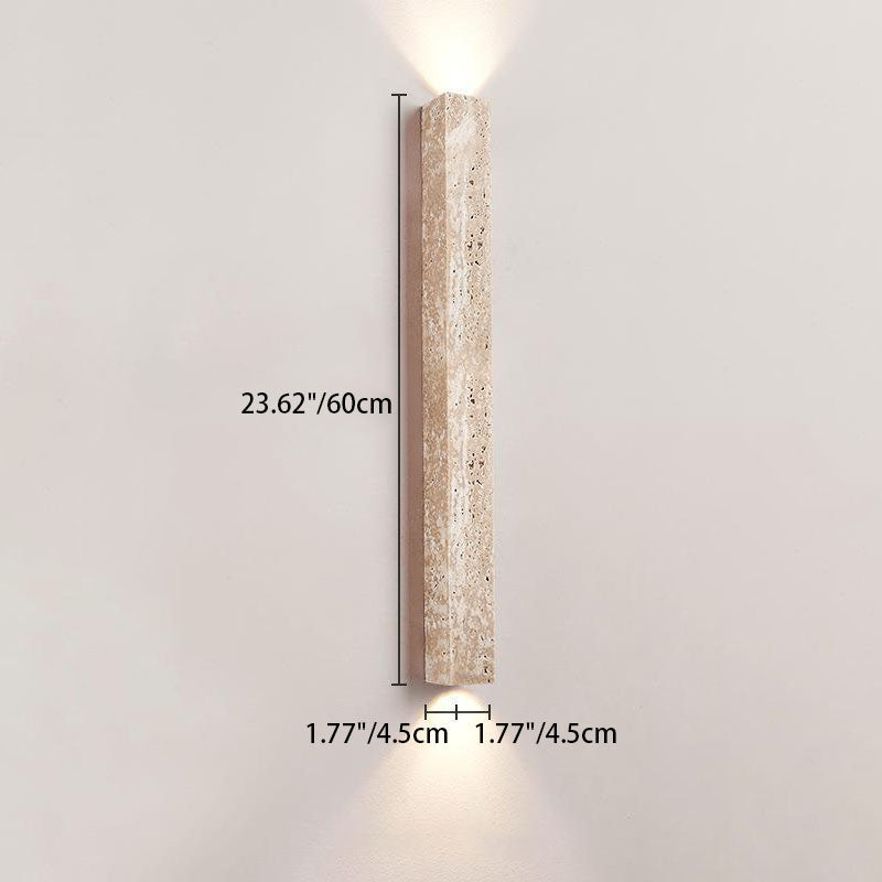 Traditional Japanese Long Strip Yellow Travertine Wall Sconce