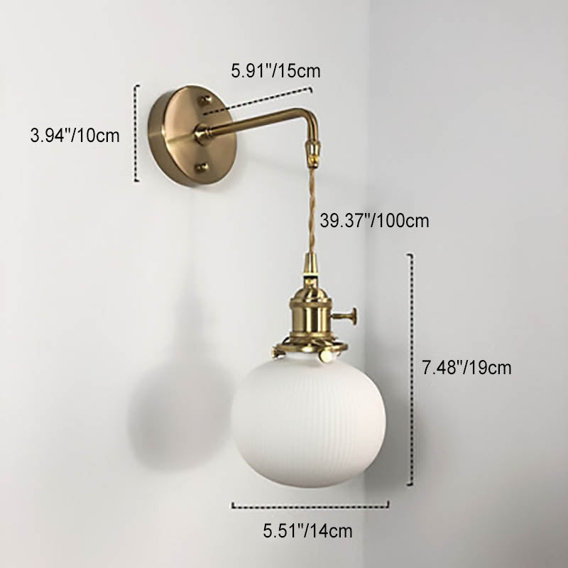 Japanese Retro Minimalist Cylinder Oval Brass Wall Sconce
