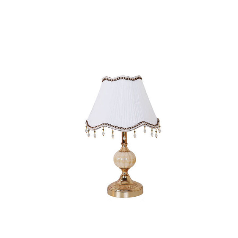 Traditional Vintage Fabric Floral Glass Hardware Table Lamp