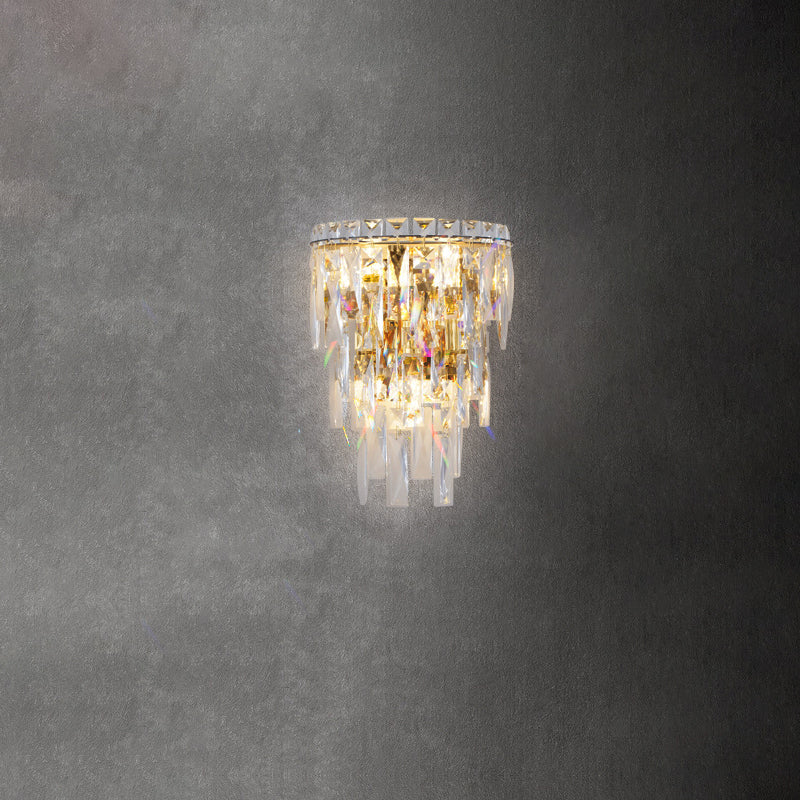 Contemporary Luxury Crystal Tassel Half Post Wall Sconce