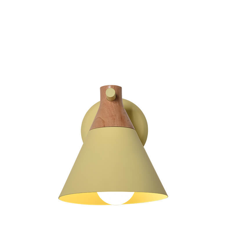 Nordic Solid Wood Macaron Cone Shade 1-Light Wall Sconce