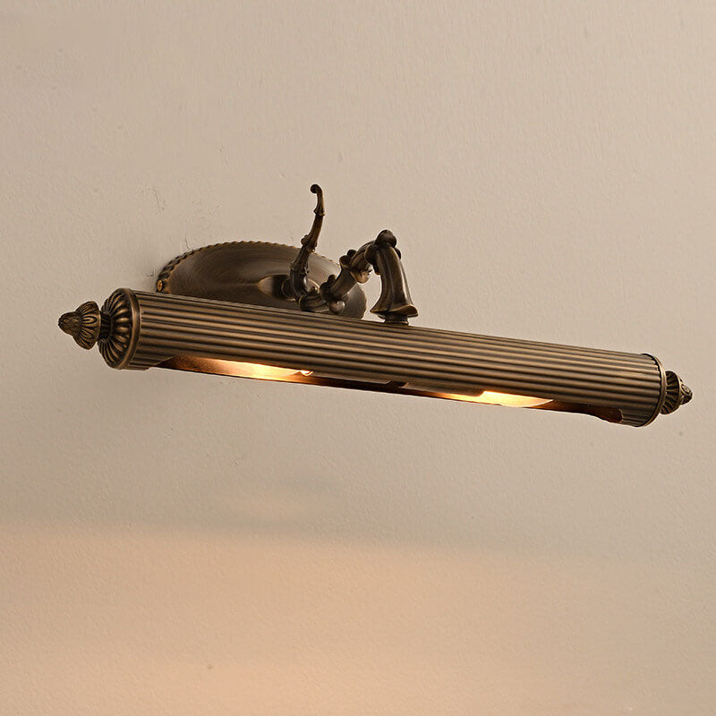 French Antique Copper Cylindrical 2-Light Mirror Wall Sconce