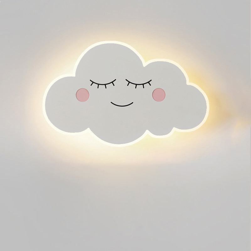 Contemporary Creative Cartoon Smiley Cloud LED Kids Wall Sconce