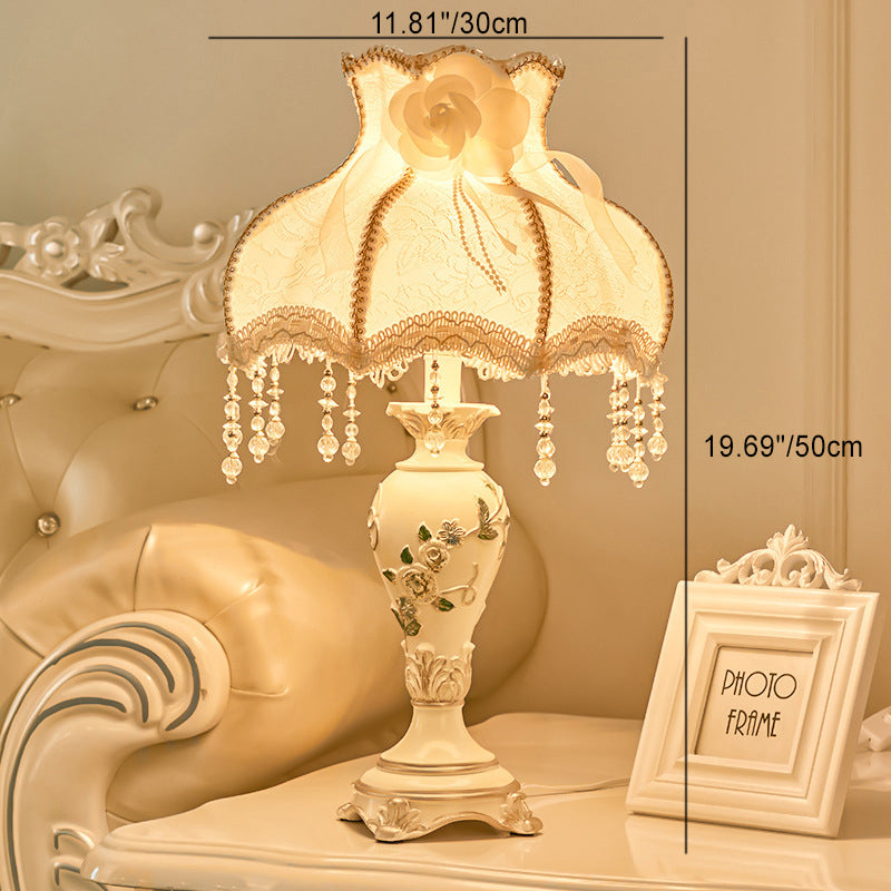 Traditional European Vase Base Resin Fabric Table Lamp