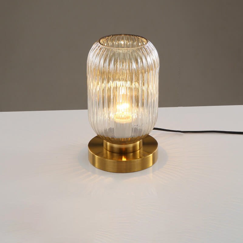 Elegant Nordic Striped Glass Oval 1-Light Table Lamp