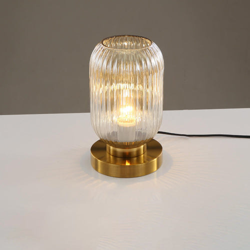 Elegant Nordic Striped Glass Oval 1-Light Table Lamp