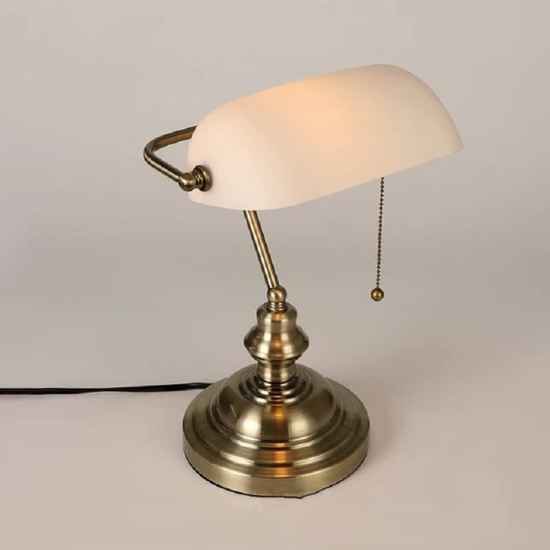 Retro-Colored Glass Table Lamp with Metal Base - Table Lamp