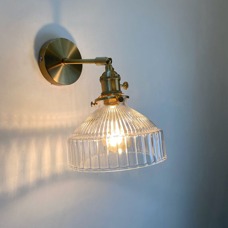 Nordic Dome Glass Shade Brass 1-Light Wall Sconce