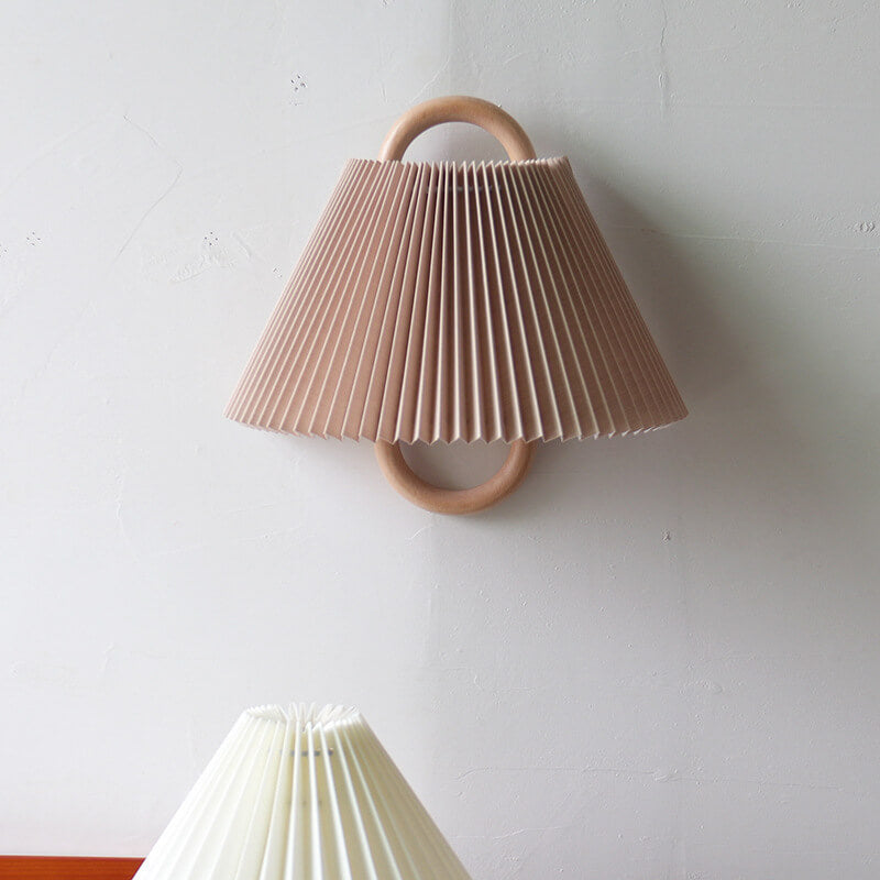 Modern Solid Wood Pleated Semi-Circle Wall Sconce