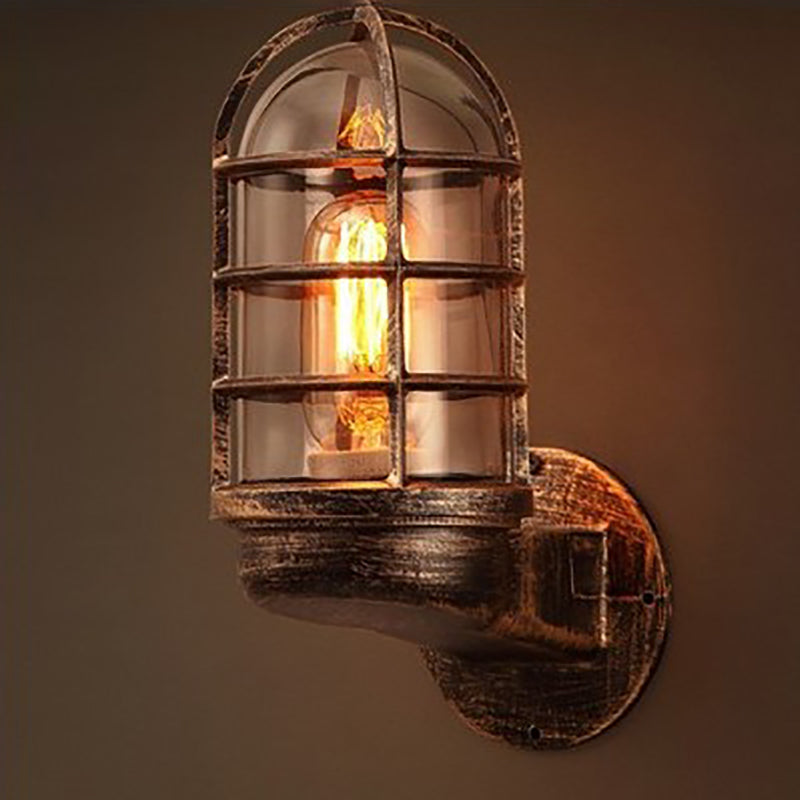 Contemporary Industrial Aluminum Round Cage Wall Sconce
