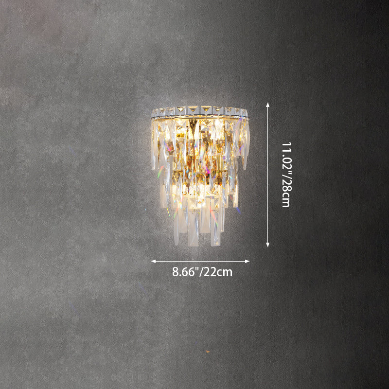 Contemporary Luxury Crystal Tassel Half Post Wall Sconce