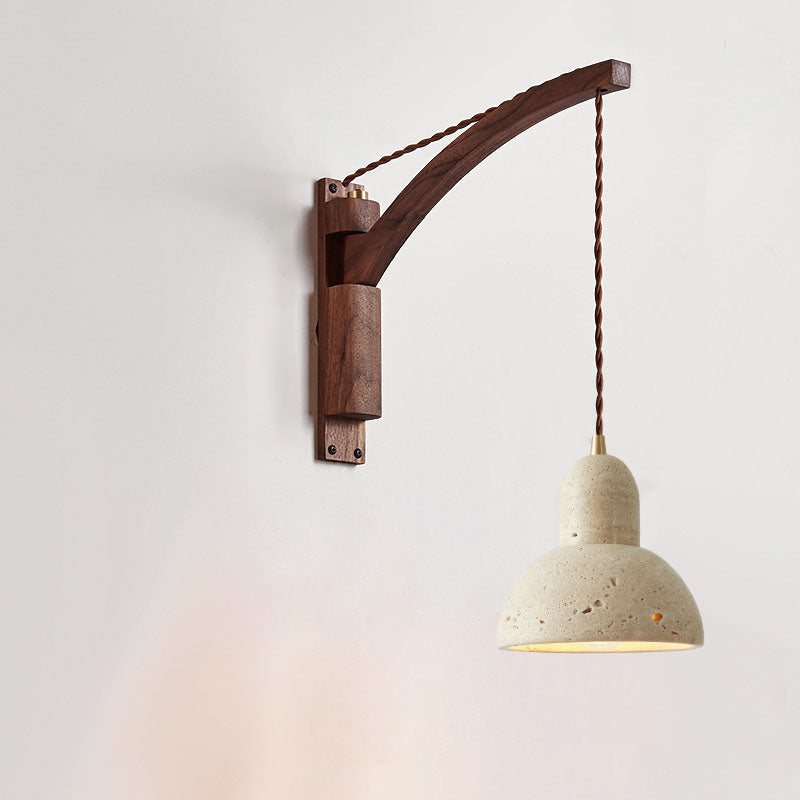 Japanese Wabi-Sabi Solid Wood Glass Horn Wall Sconce