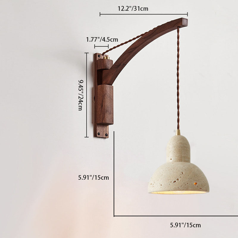 Japanese Wabi-Sabi Solid Wood Glass Horn Wall Sconce