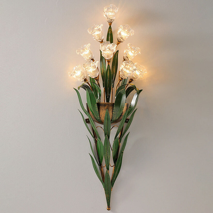 Modern Minimalist Glass Flower 6/10-Light Wall Sconce