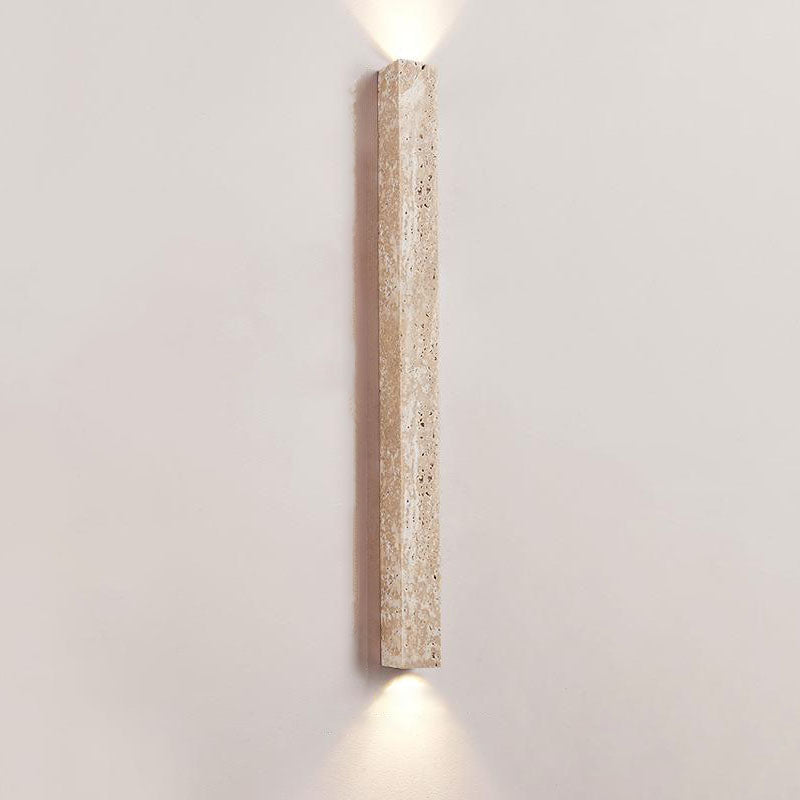 Traditional Japanese Long Strip Yellow Travertine Wall Sconce