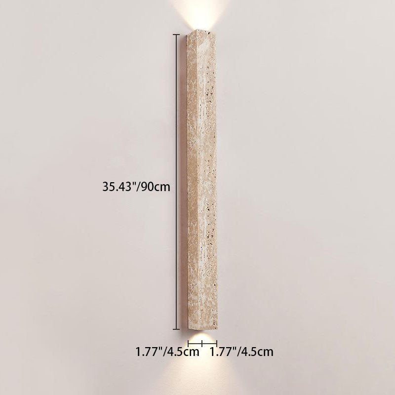 Traditional Japanese Long Strip Yellow Travertine Wall Sconce