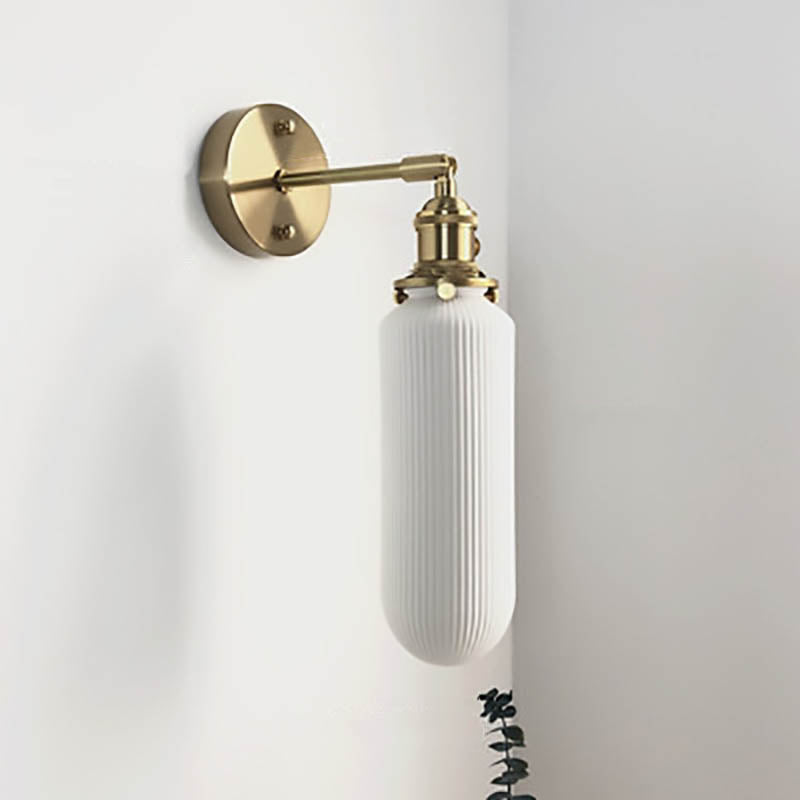 Japanese Retro Minimalist Cylinder Oval Brass Wall Sconce