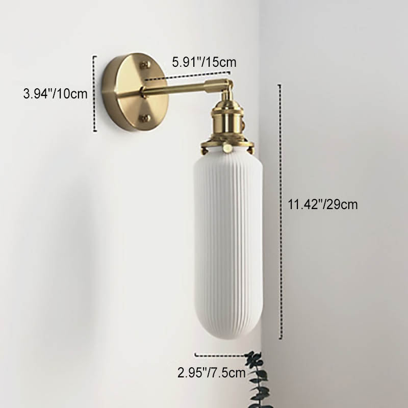 Japanese Retro Minimalist Cylinder Oval Brass Wall Sconce