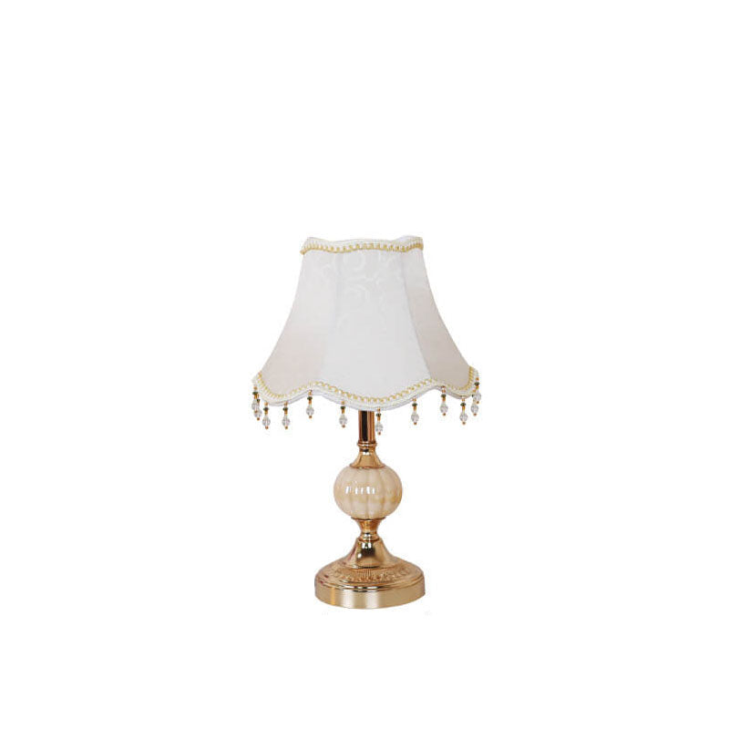 Traditional Vintage Fabric Floral Glass Hardware Table Lamp