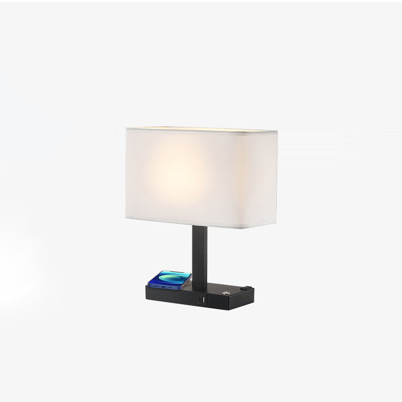Modern Minimalist Rectangular Cloth Iron 1-Light Table Lamp