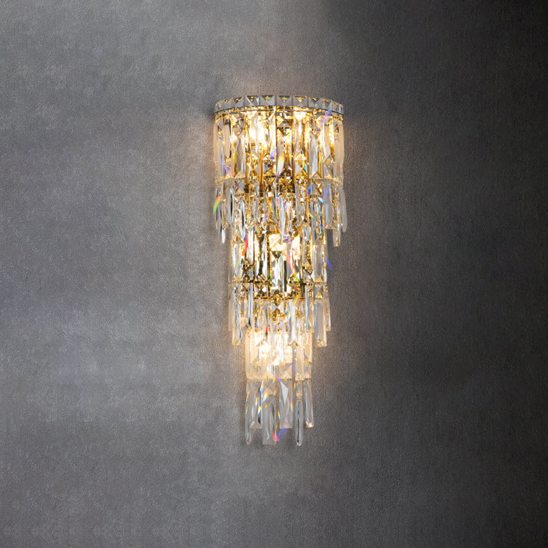 Contemporary Luxury Crystal Tassel Half Post Wall Sconce