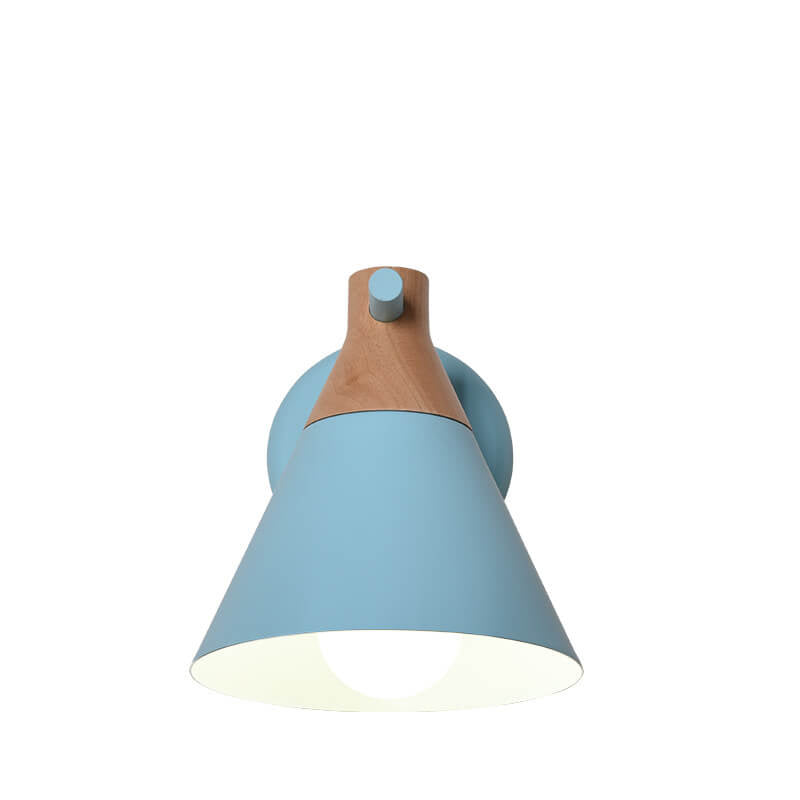 Nordic Solid Wood Macaron Cone Shade 1-Light Wall Sconce