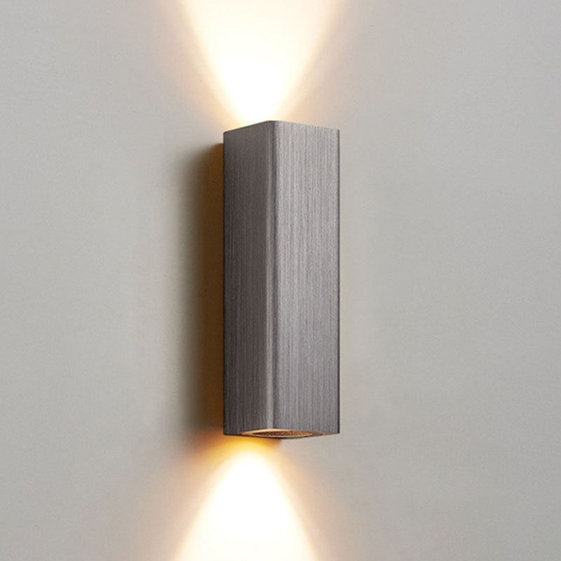 Nordic Minimalist Brushed Aluminum Rectangular Wall Sconce