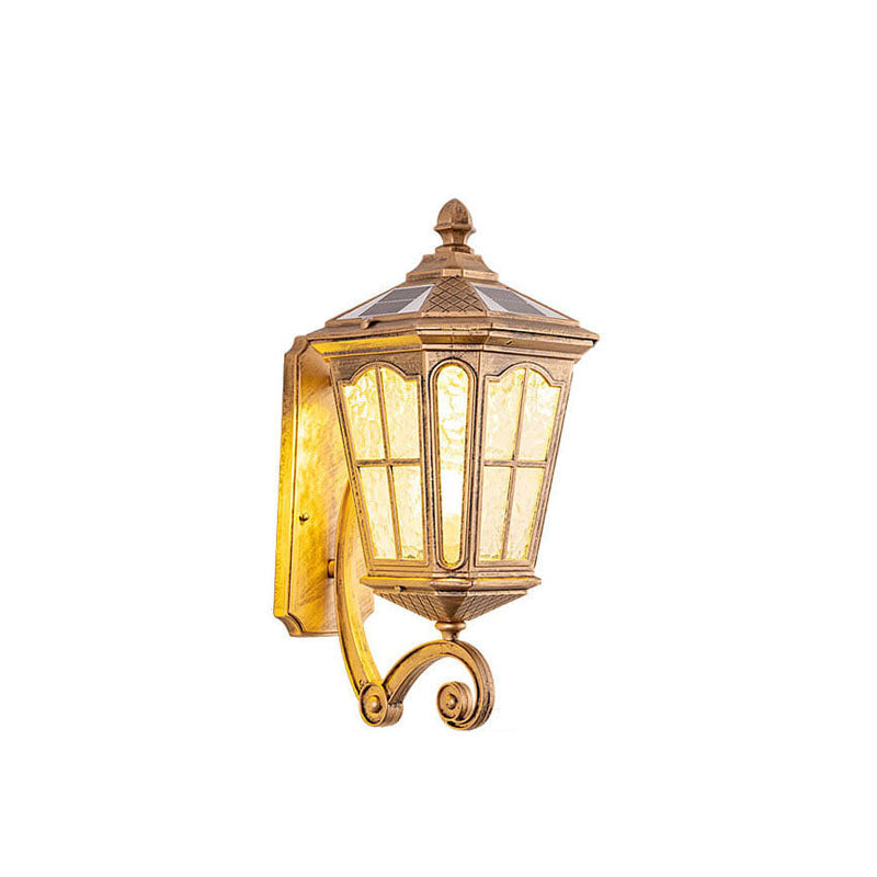 Traditional European Solar Outdoor Lantern Glass Wall Sconce
